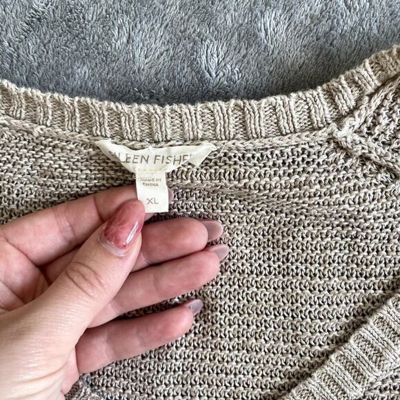Eileen Fisher Knit Linen Sweater Top Women's XL Boho Cottagecore - Picture 3 of 10